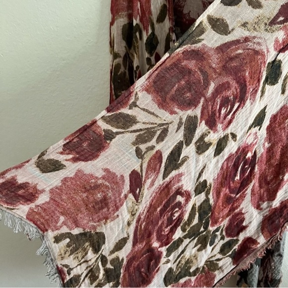 Floral Pink and Brown Women's Poncho - Picture 4 of 4